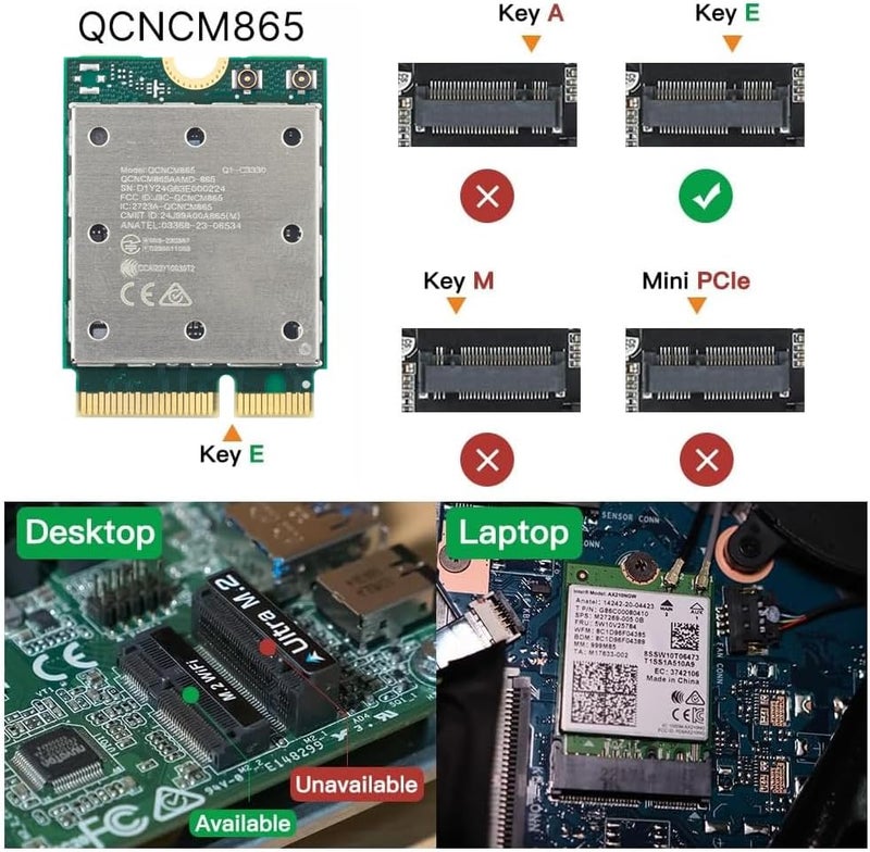 DERAPID WiFi 7 QCNCM865 M.2 Key E WiFi Card BT5.3 Tri-Band Network Card 5800Mbps M.2 Wireless Adapter for AMD Motherboards Win 11 Only - Image 5